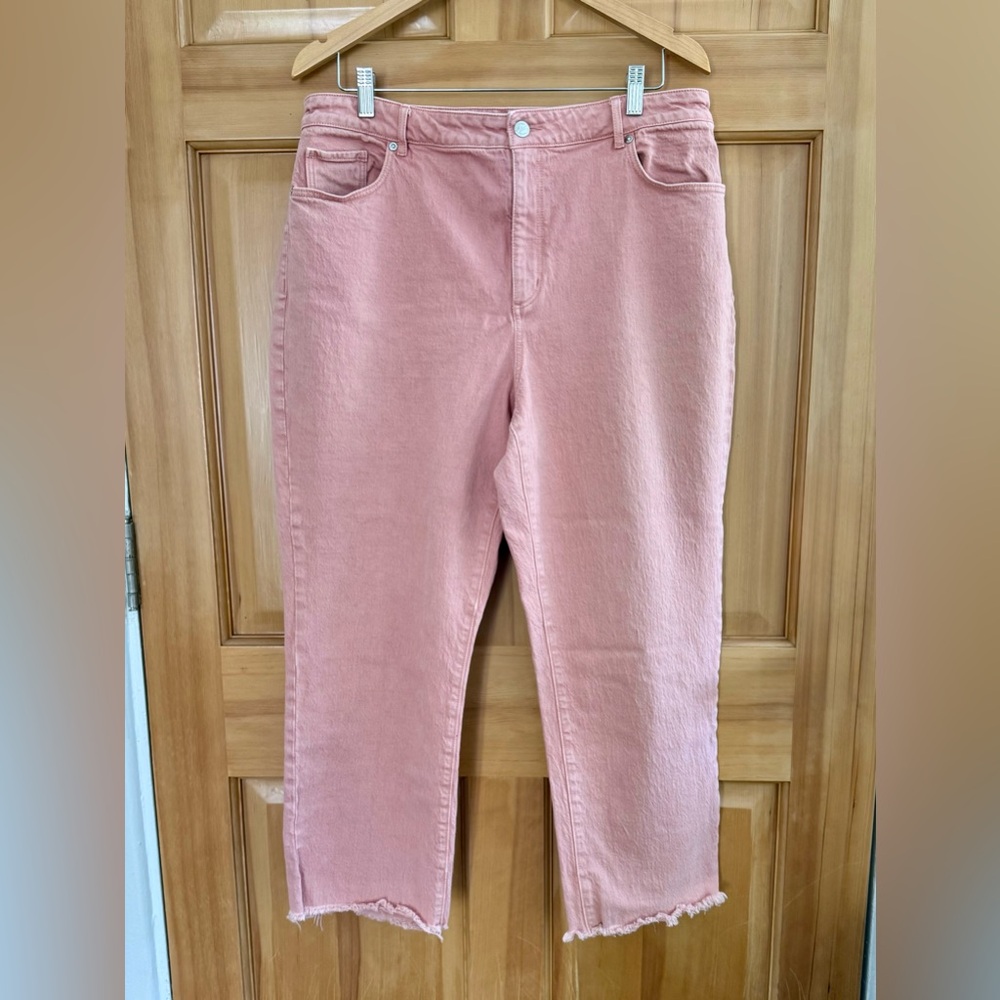 Loft Curvy High Waist Straight Crop - Pink